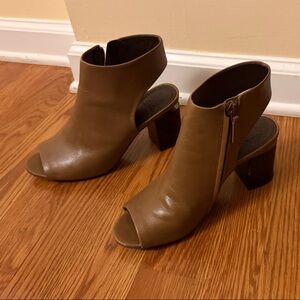 Tory Burch Tan Peep-Toe Heeled Boots